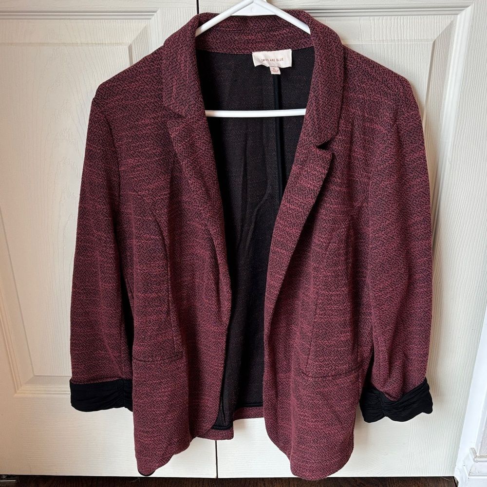 Skies are Blue women Maroon spacedye burgundy sweatshirt Blazer size XL EUC!